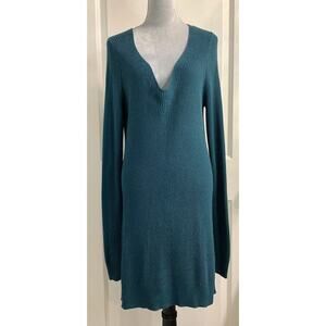 Womens V Neck Knit Sweater Long Sleeve Lagenlook Coastal Sz L Tall